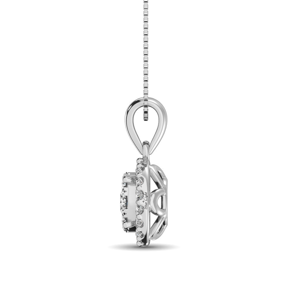 Diamond Pendant with Halo - 0.67 Carats in 14KT Gold, Try at Home
