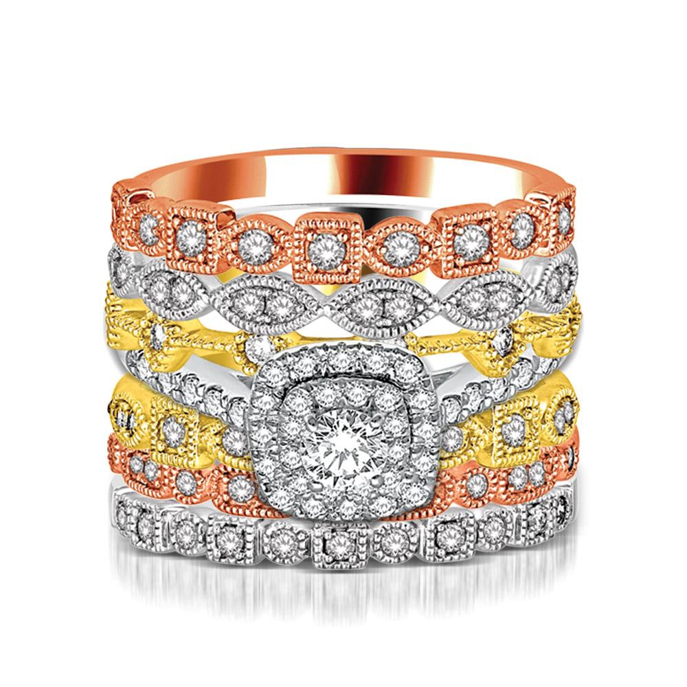 Customizable Diamond Stackable Rings in 14KT Gold - 0.10 to 3.90 CTW