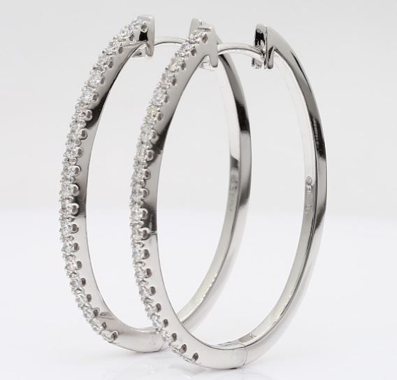 Large Round Cut Diamond Hoop Earrings - 1.52 Carats in 10KT Yellow Gold