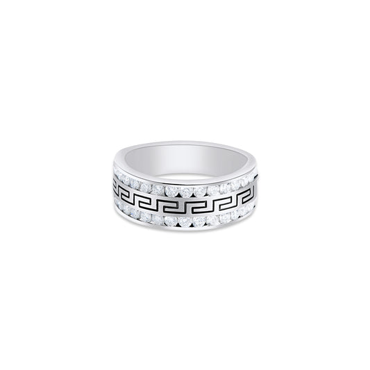 Men's Greek Style Diamond Band - 0.50 Carats in 10KT White Gold