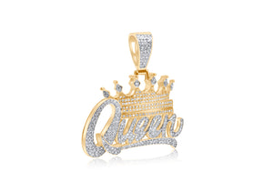 Diamond 'Queen' Pendant Round Cut 1.04 Carats 10KT Yellow Gold