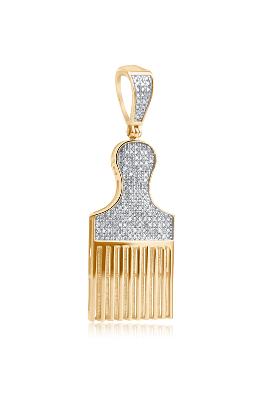 Diamond Pik Barber Comb Pendant - 0.43 Carats in 10KT Yellow Gold