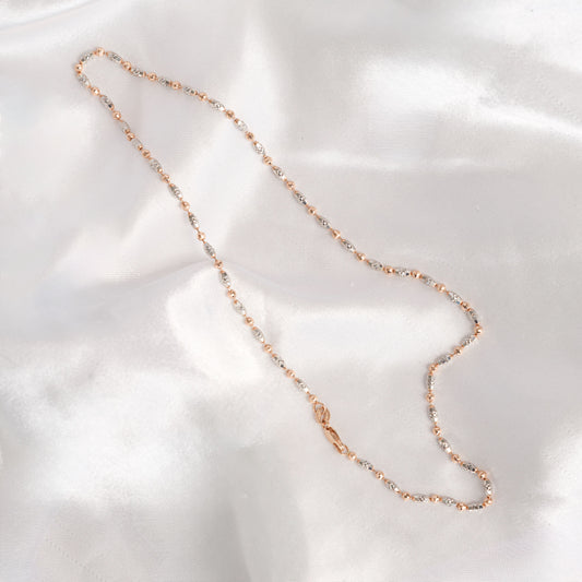 14KT Two-Tone Diamond Cut Chain in Rose and White Gold