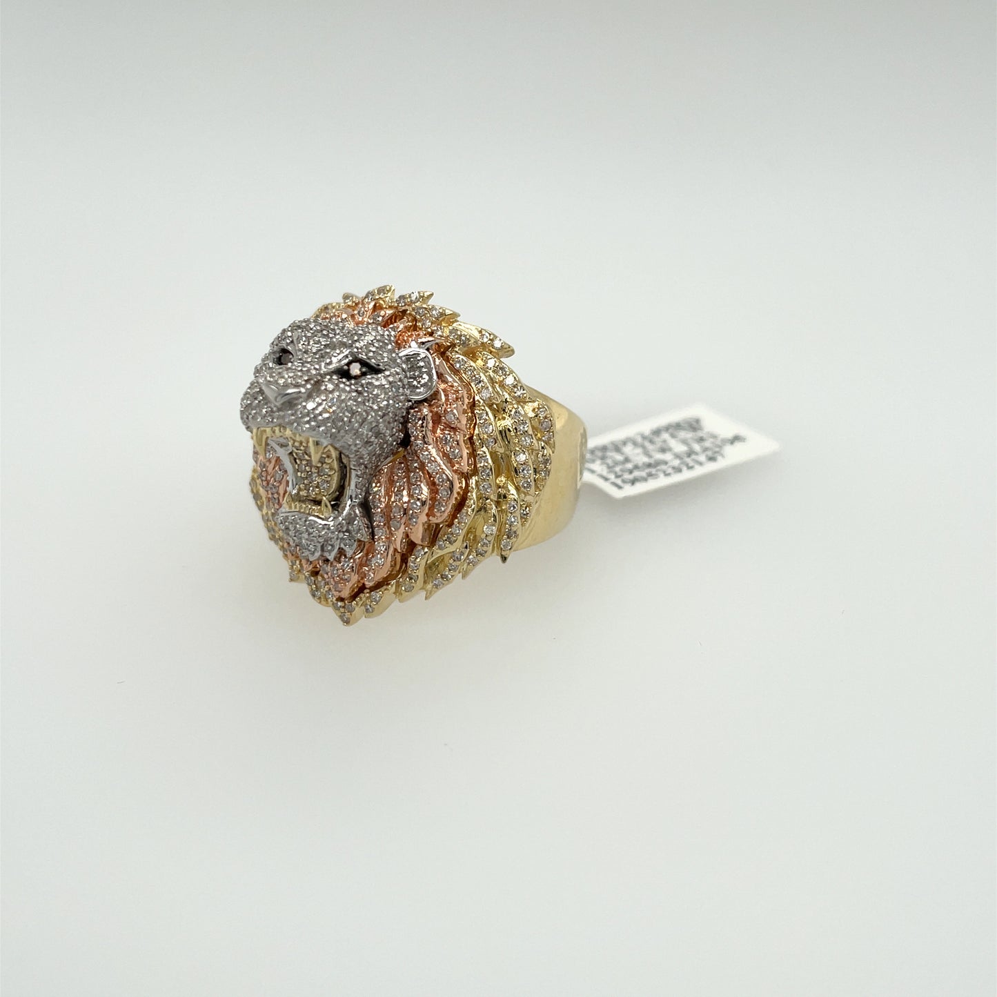 Diamond Lion Head Ring - 1.20 Carats in 10KT 3-Tone Gold