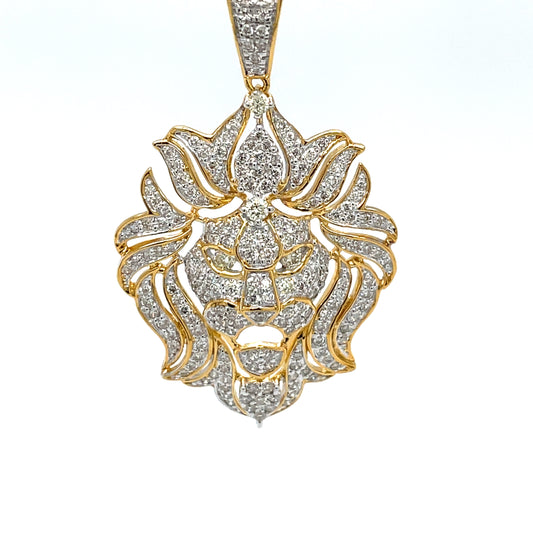 3-Tone Diamond Lion Head Cutout Pendant - 1.42 Carats in 10KT Gold