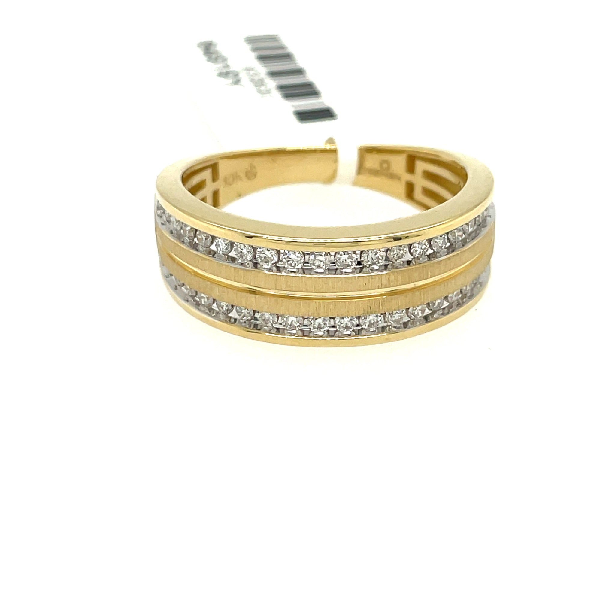 Diamond Men's Band 2 Row Round Cut 0.50 Carats 10KT Gold High Polish with Accent