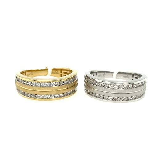 Men's Two-Row Diamond Band - 0.50 Carats in 10KT White and Yellow Gold