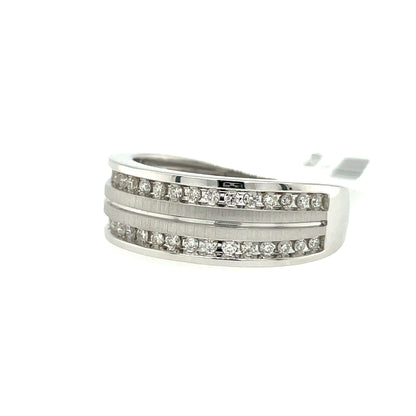Men's Two-Row Diamond Band - 0.50 Carats in 10KT White and Yellow Gold