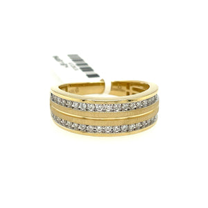 Diamond Men's Band 2 Row Round Cut 0.50 Carats 10KT Gold High Polish with Accent