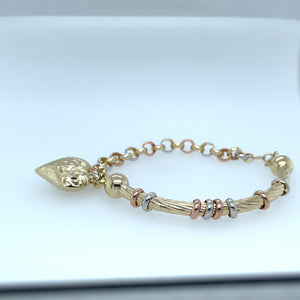 Heart Charm Bracelet 3-Tone Variety