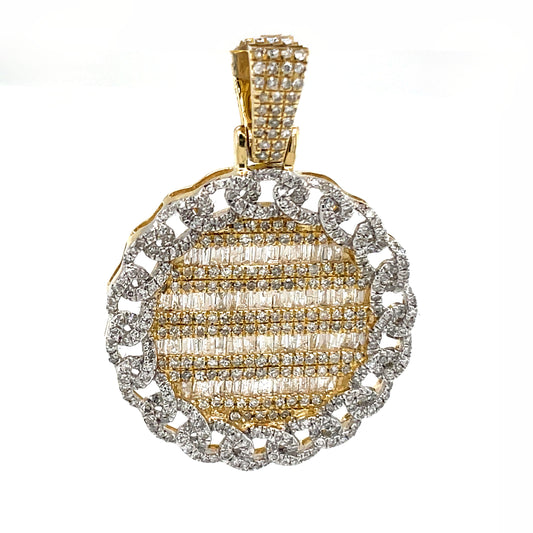 Diamond Round Medallion Pendant - 0.84 Carats in 10KT Yellow Gold