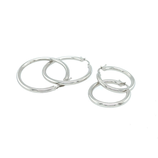 Hoop Earrings in 14KT White Gold - Available in Medium and Small Sizes