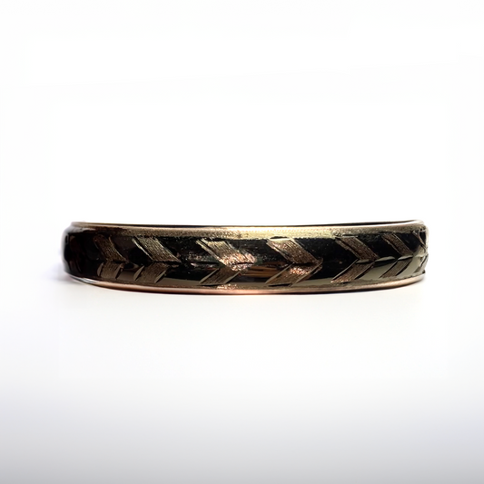 14KT Yellow Gold Adjustable Bangle with Unique Carving