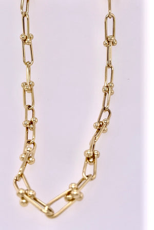 Tiffany Inspired Ball and Chain Necklace Gold