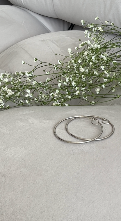 Hoop Earrings in 14KT White Gold - Available in Medium and Small Sizes