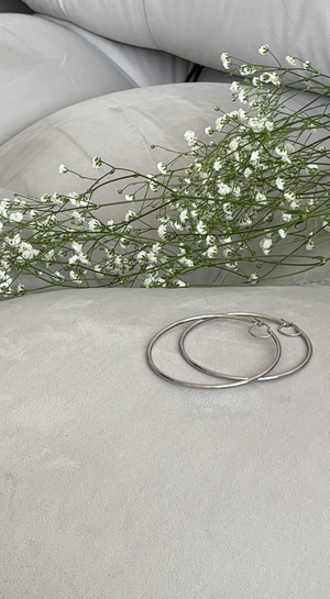 Hoop Earrings Medium, Small Size 14KT White Gold