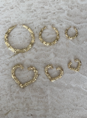 Bamboo Hoop Earrings with or without Name 10KT Gold