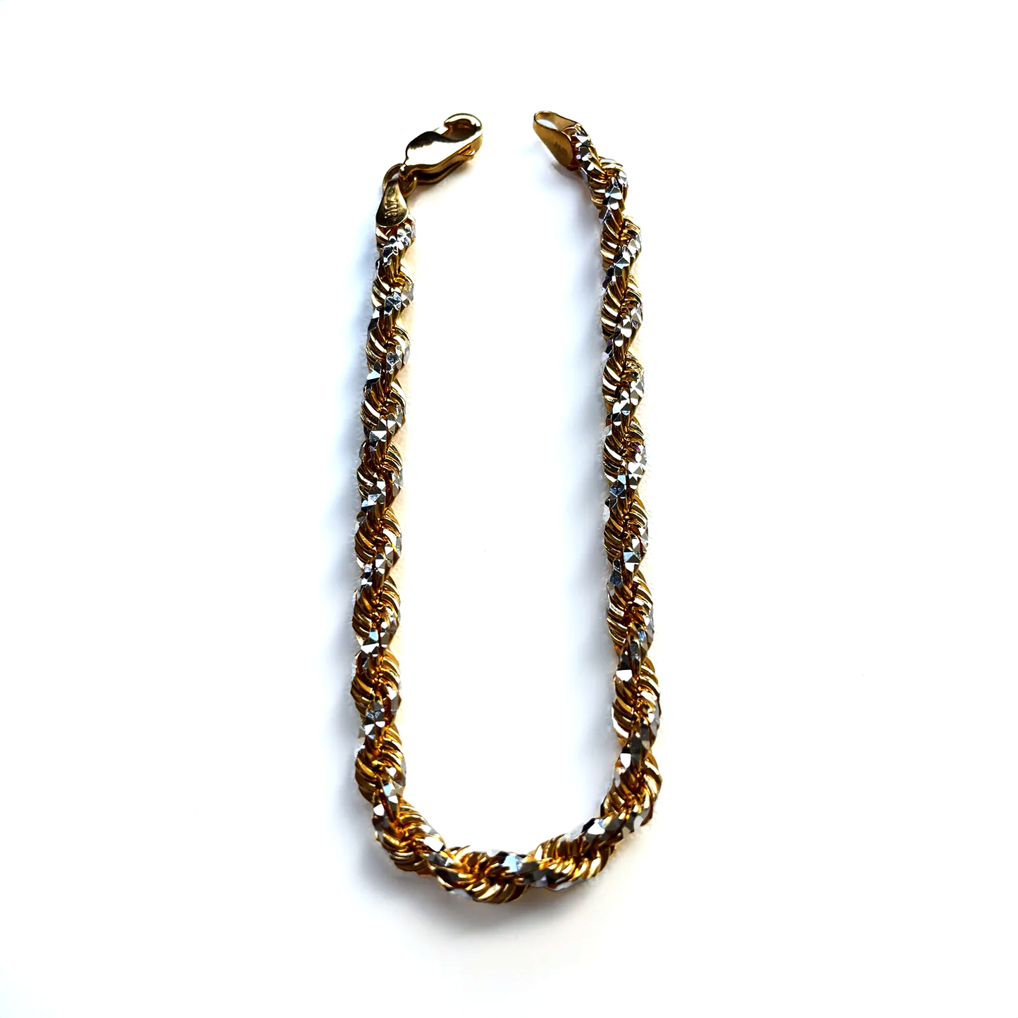 Diamond Cut Rope Bracelet & Necklace in 10KT Two-Tone Gold