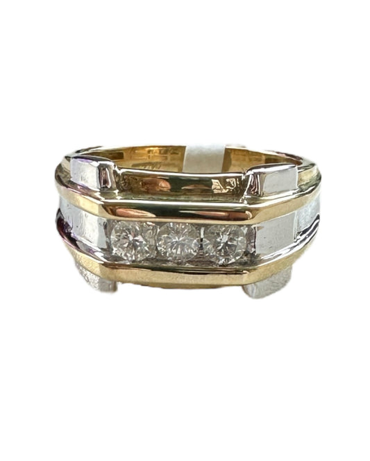 Men's Two-Tone Diamond Band - 0.50 Carats in 10KT White with Yellow Gold Accents