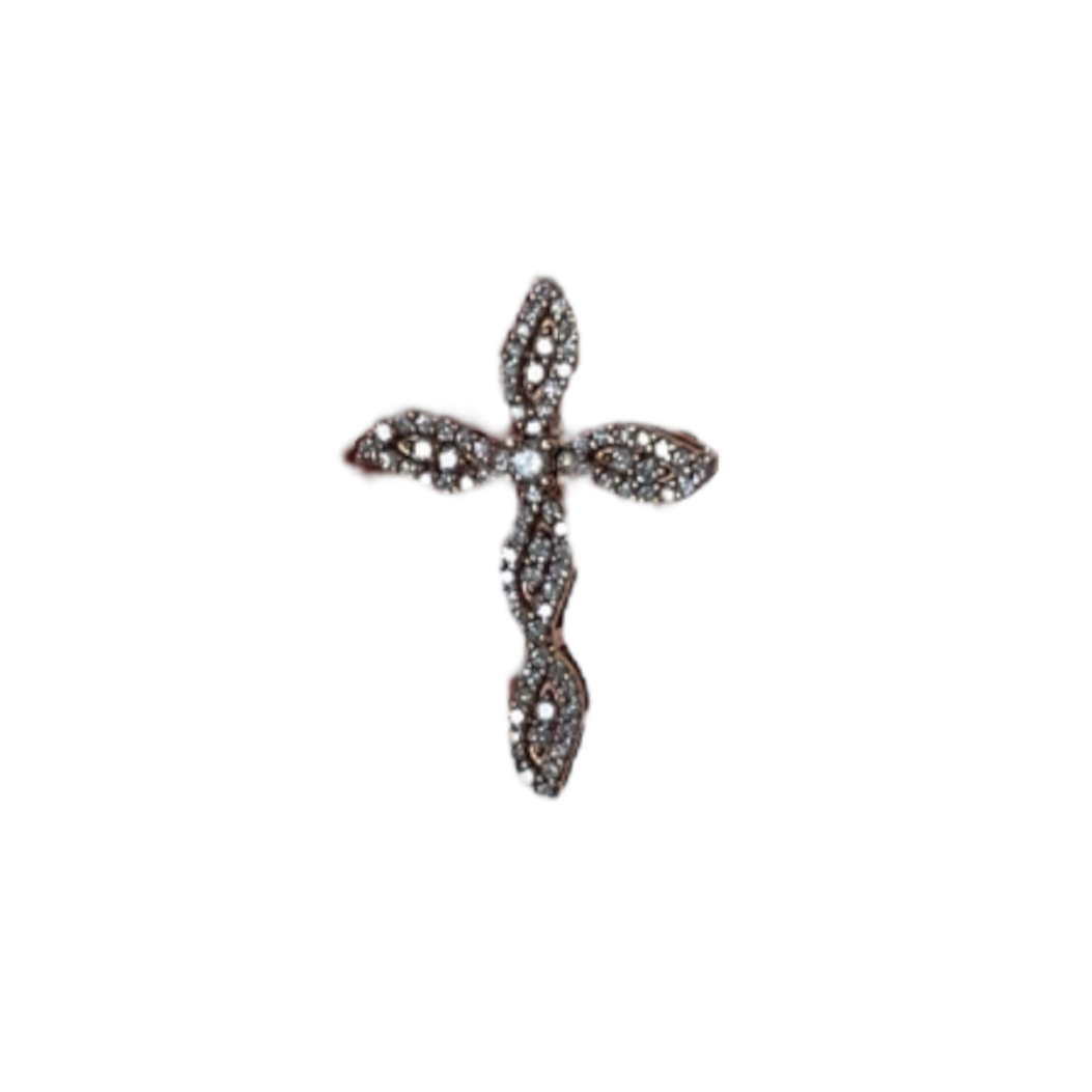Diamond Cross Pendant with Chain Round Cut 0.15 Carats 10KT White Gold