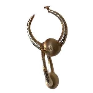 Hoop Earrings with Ball Small Size 14KT Gold