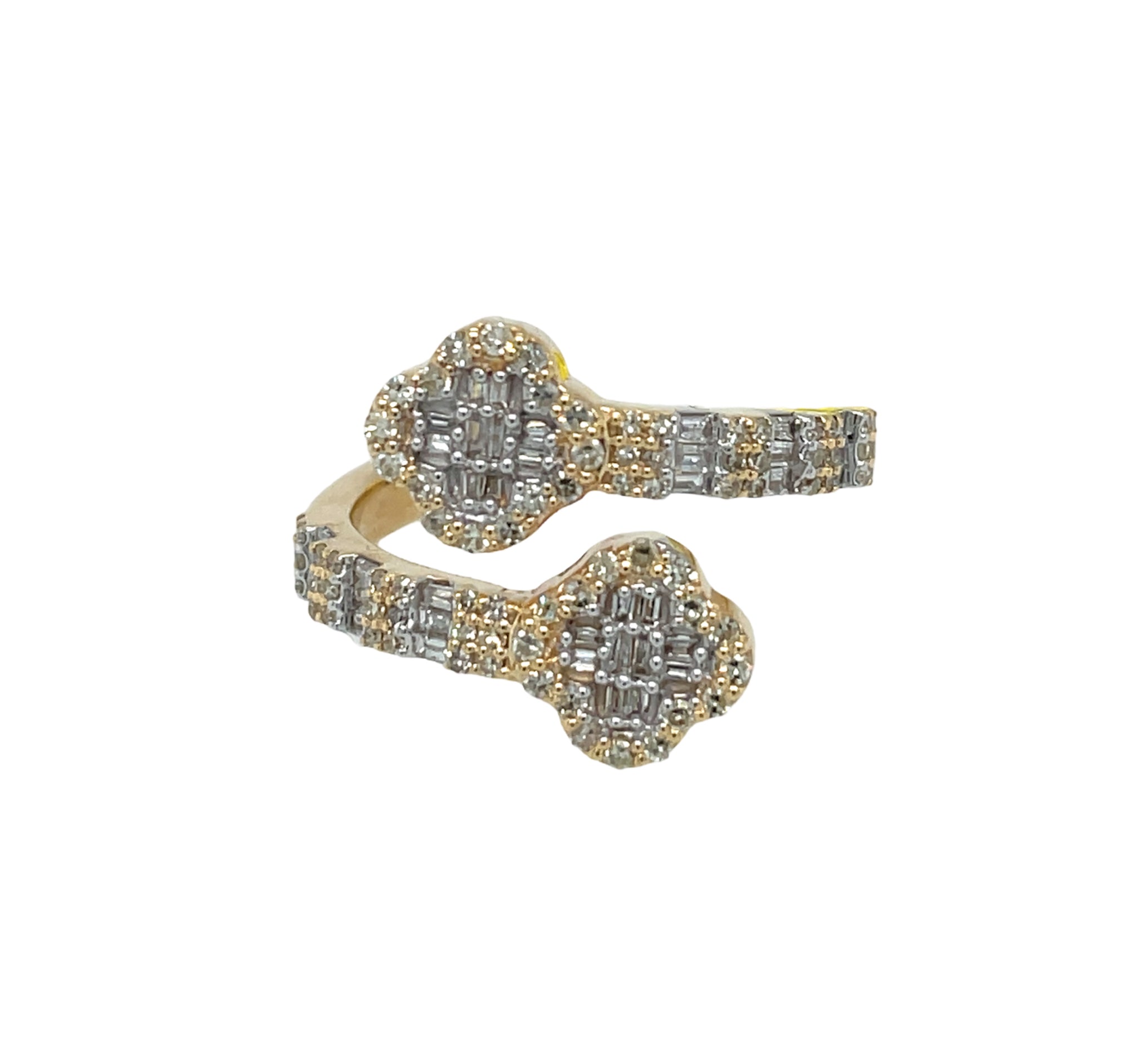 Diamond Four Leaf Cocktail Ring 0.57 Carats Yellow Gold