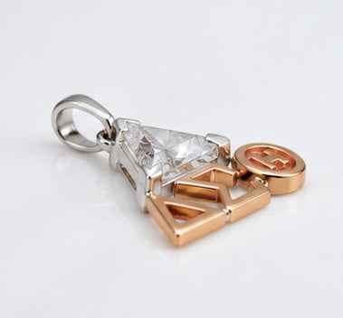 D9 ΔΣΘ Diamond Pyramid Pendant in 2-Tone Gold