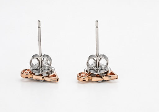 D9 ΔΣΘ Diamond Pyramid Stud Earrings in 2-Tone Gold