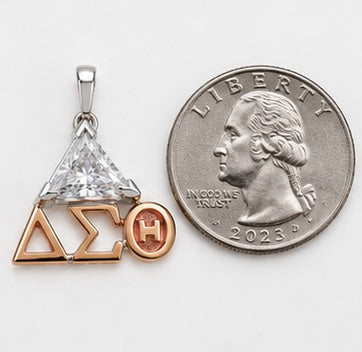 D9 ΔΣΘ Diamond Pyramid Pendant in 2-Tone Gold