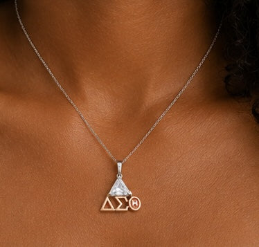 D9 ΔΣΘ Diamond Pyramid Pendant in 2-Tone Gold