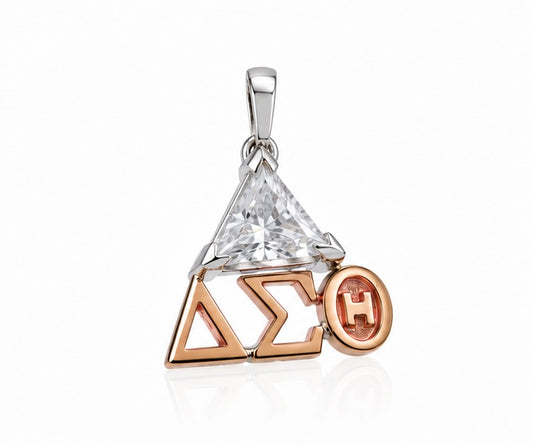 D9 ΔΣΘ Diamond Pyramid Pendant in 2-Tone Gold