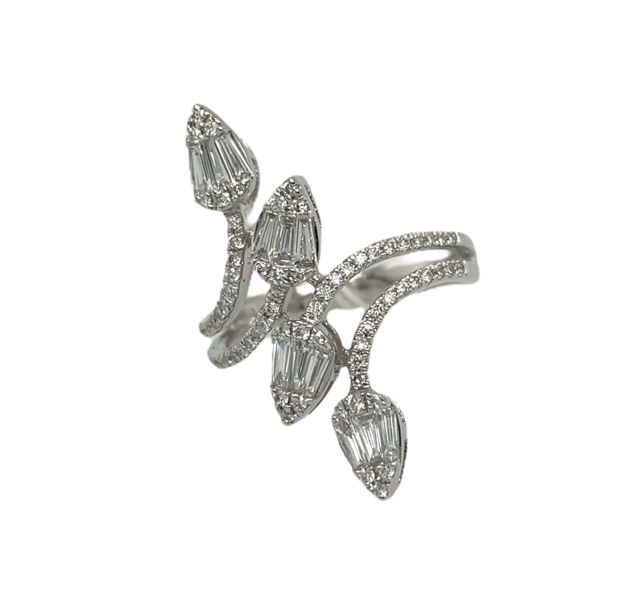 Diamond Cocktail Ring Asymmetrical Pear Shape 0.43 Carats White Gold
