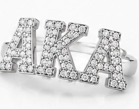 D9 AKA Curved Diamond Ring in Yellow/White Gold (Alpha Kappa Alpha Sorority, Inc.)