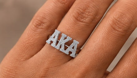 D9 AKA Curved Diamond Ring in Yellow/White Gold (Alpha Kappa Alpha Sorority, Inc.)