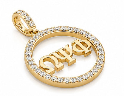 D9 ΩΨΦ Diamond Pendant in Yellow/White Gold (Omega Psi Phi Frat, Inc)