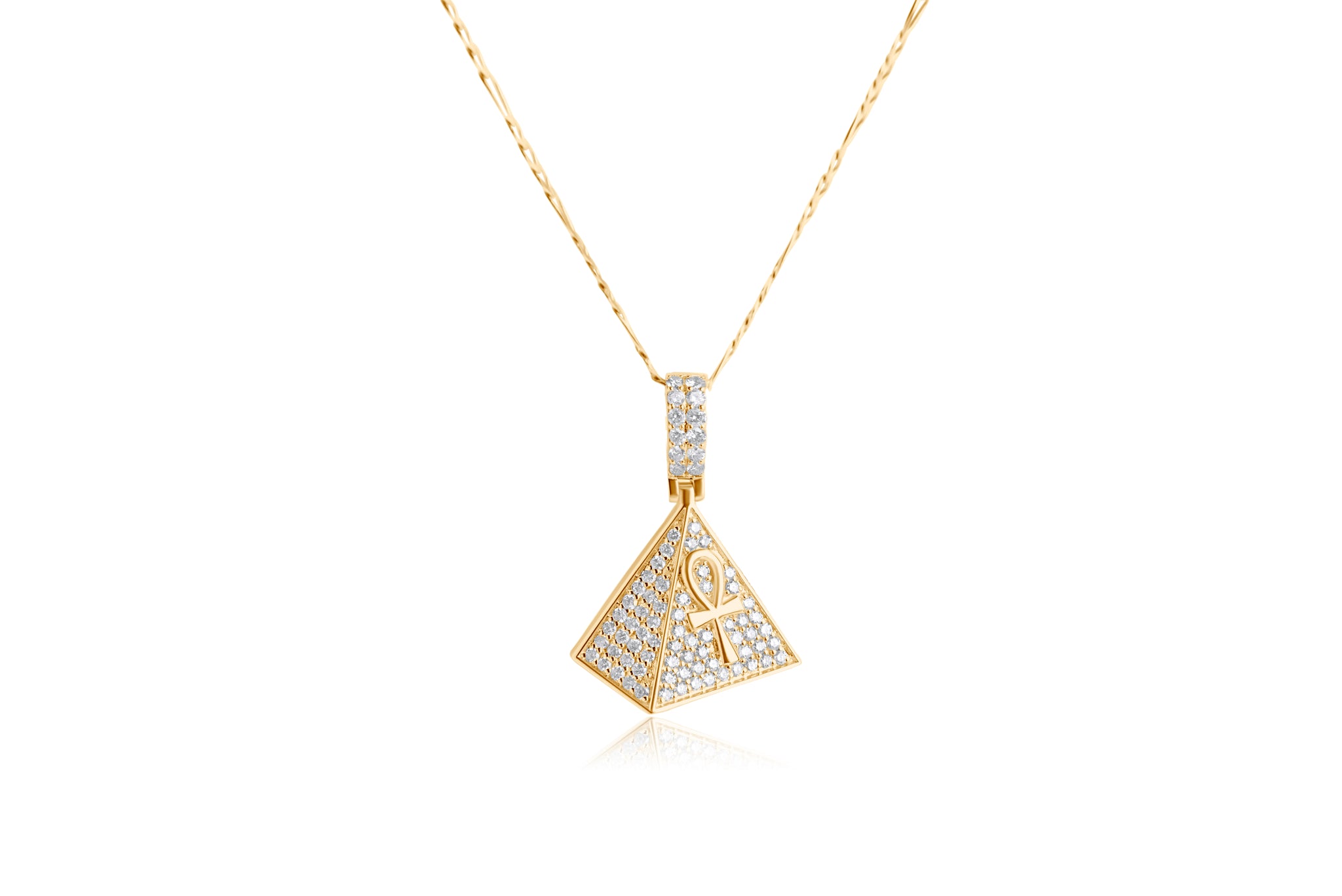 Diamond Pyramid with AnkhPendant Round Cut 0.50 Carats 14KT Gold