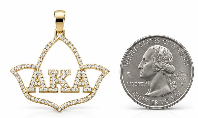 D9 AKA Ivy Leaf Diamond Pendant in Yellow/White Gold (Alpha Kappa Alpha Sorority, Inc.)
