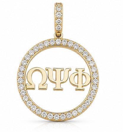 D9 ΩΨΦ Diamond Pendant in Yellow/White Gold (Omega Psi Phi Frat, Inc)