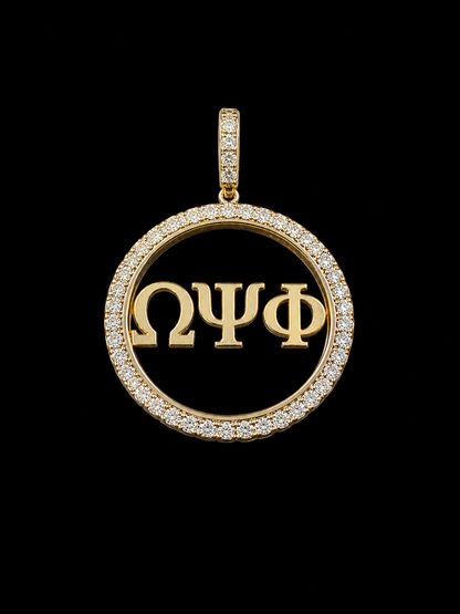 D9 ΩΨΦ Diamond Pendant in Yellow/White Gold (Omega Psi Phi Frat, Inc)
