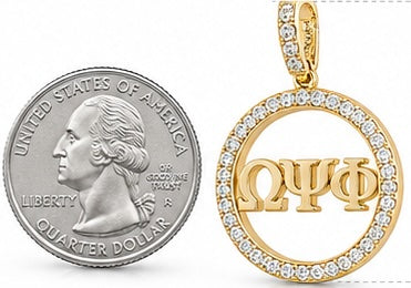 D9 ΩΨΦ Diamond Pendant in Yellow/White Gold (Omega Psi Phi Frat, Inc)