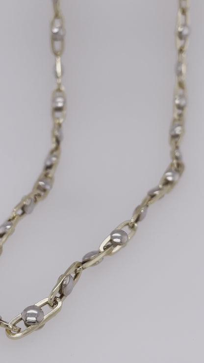 Italian 2-Tone Gold Ball and Link Chain - Perfect for Layering