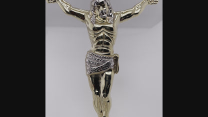 Men's Diamond Cut Crucifix Jesus Body Pendant in 10KT Yellow Gold