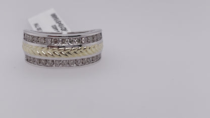 Men's Double Row Diamond Band - 1.00 Carats with Milgrain Design in 10KT 2-Tone Gold