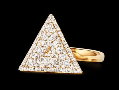 D9 ΔΣΘ Diamond Pyramid Gucci Style Ring in Yellow/White Gold