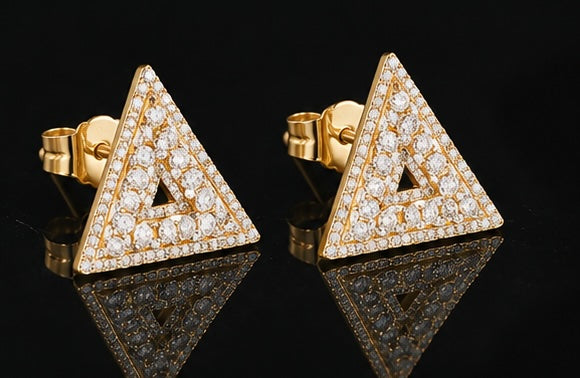 D9 ΔΣΘ Diamond Pyramid Gucci Style Earrings in Yellow/White Gold