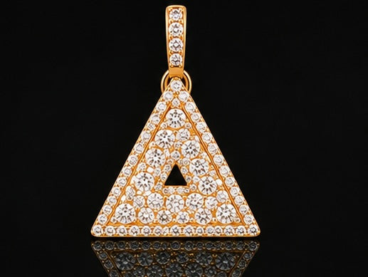 D9 ΔΣΘ Diamond Pyramid Gucci Style Pendant in Yellow/White Gold