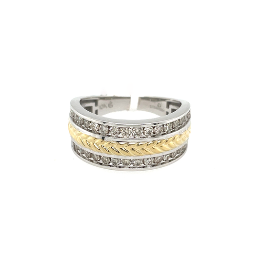 Men's Double Row Diamond Band - 1.00 Carats with Milgrain Design in 10KT 2-Tone Gold