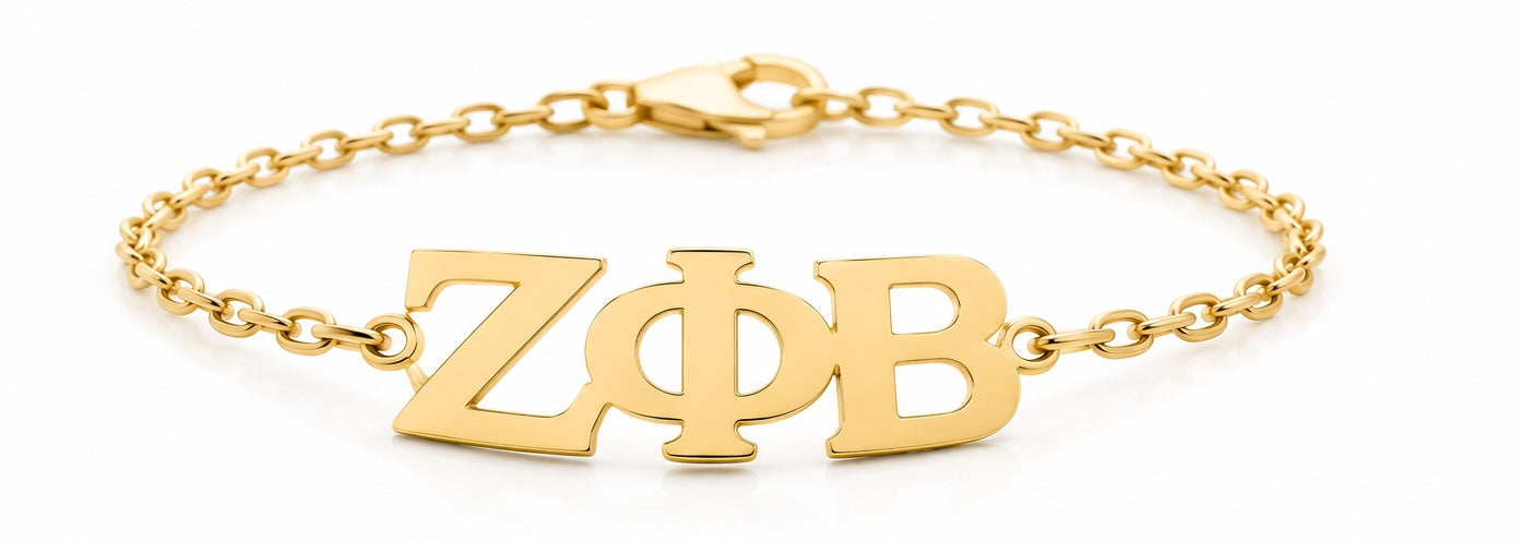 D9 ΖΦΒ Bracelet in Yellow Gold (Zeta Phi Beta Sorority, Inc)