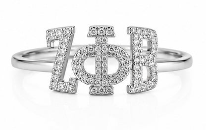 D9 ΖΦΒ Curved Diamond Ring in Yellow/White Gold (Zeta Phi Beta Sorority, Inc)