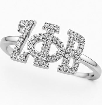 D9 ΖΦΒ Curved Diamond Ring in Yellow/White Gold (Zeta Phi Beta Sorority, Inc)